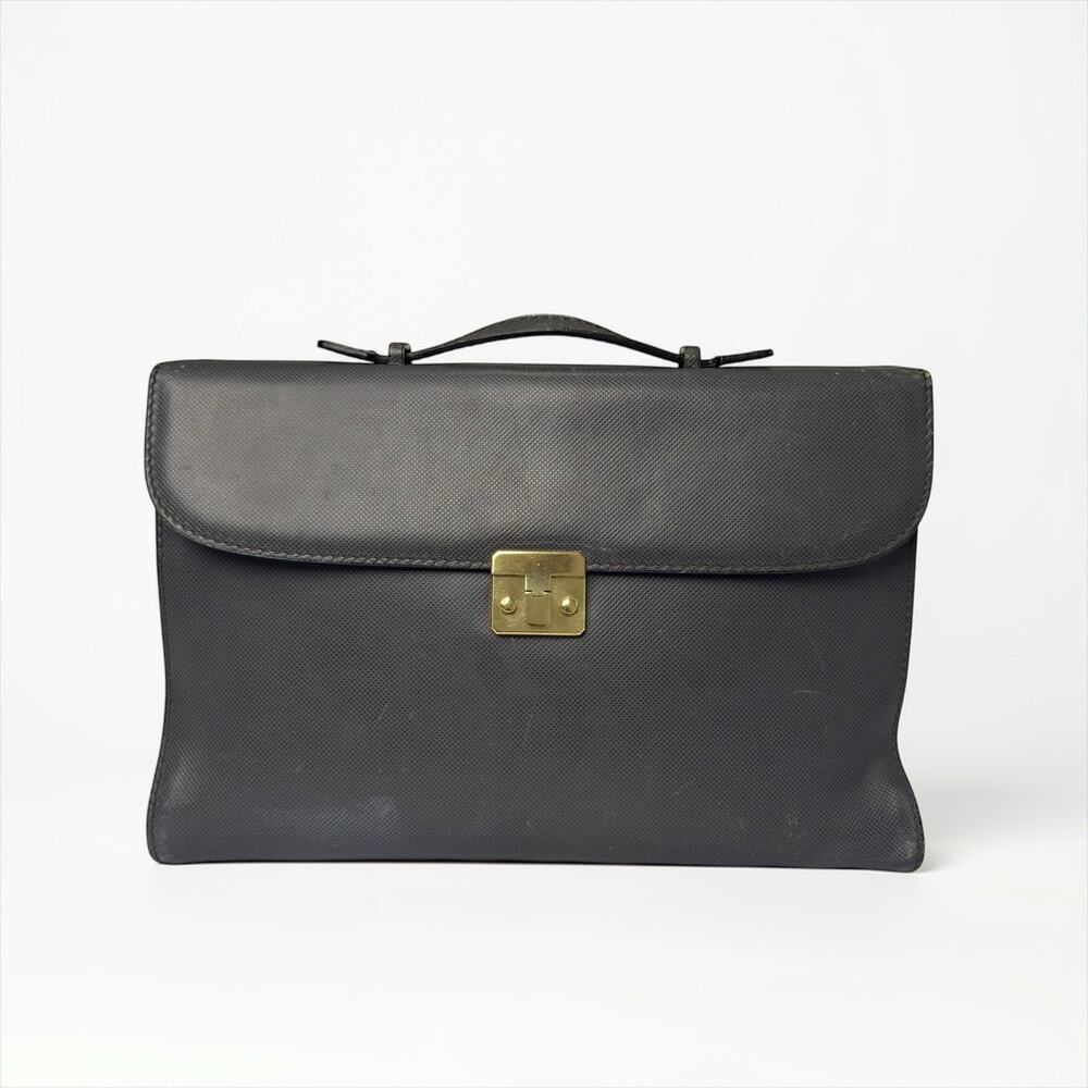 Vintage Bottega Veneta Italy Grey Leather Briefcase Travel Bag Case